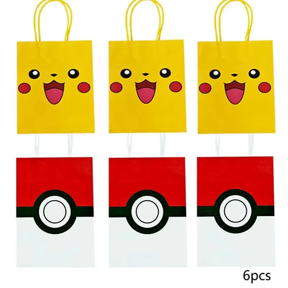 Pokémon Gift Bags – Pikachu Theme Birthday Party Packing Bags for Balloons, Candy, Snacks & Kids Party Favors (Charmander & Squirtle Design)
