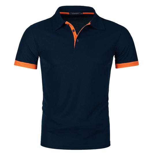 Men's Color-Block Short-Sleeve Polo Shirt – Fashion Lapel Collar Casual Top, Stylish Summer T-Shirt for Everyday & Smart Casual Wear
