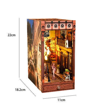 Kit de book nook à fabriquer soi-même – Maquette de maison de poupée miniature en bois à insérer dans une étagère pour adultes, loisirs créatifs et décoration d'intérieur