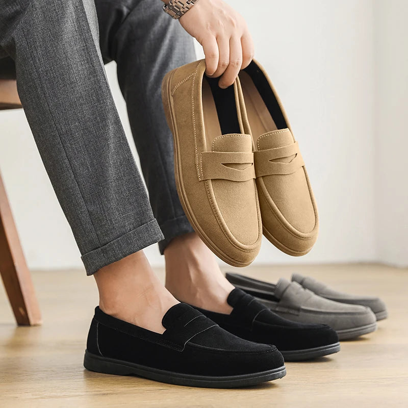 Mocasines sin cordones para hombre - Planos casuales ligeros y transpirables, zapatos para caminar con suela suave antideslizante para uso diario al aire libre
