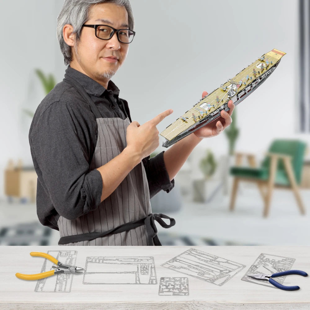Piececool Kit de Modelo de Acorazado de Metal 3D – HMS Hood y Richelieu, Rompecabezas de Ensamblaje, Juguete Educativo para Adolescentes y Coleccionistas