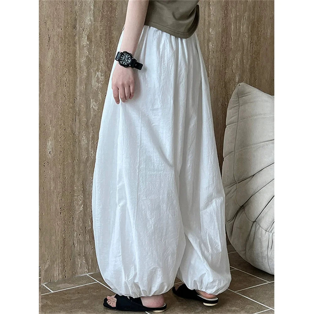 Women's Oversized Lantern Pants – Lightweight Breathable Cotton Wide-Leg Casual Trousers for Summer