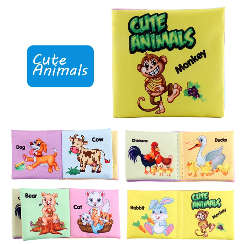 Livre en tissu doux pour bébé, Montessori animal 3D, jouet sensoriel pour nouveau-nés de 0 à 12 mois