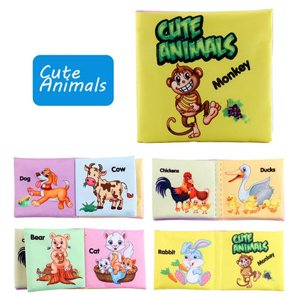 Livre en tissu doux pour bébé, Montessori animal 3D, jouet sensoriel pour nouveau-nés de 0 à 12 mois