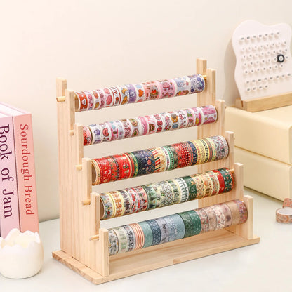 Organizador de escritorio de madera – Estantería de almacenamiento multicapa para material de oficina, pegatinas y joyas