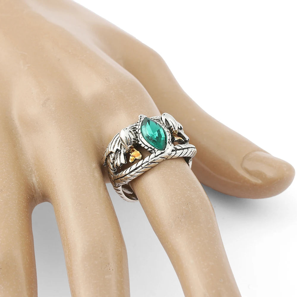 Ring of Barahir Inspired Green Crystal Ring – Vintage Gondor Fantasy Cosplay Ring for Men | Medieval Jewelry Gift