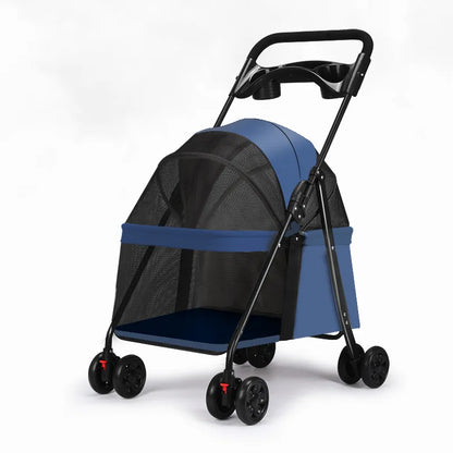 2-in-1 Foldable Pet Stroller Lightweight Dog & Cat Travel Cart with Large Cabin for Outdoor Use