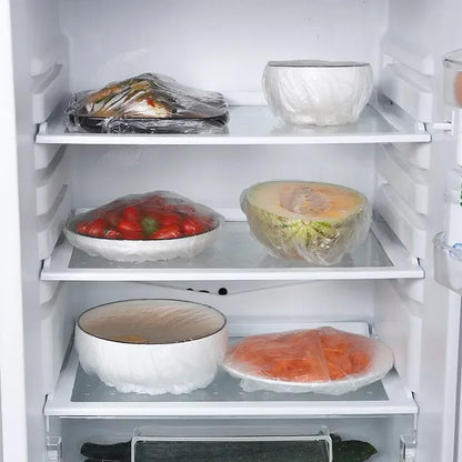500/10pcs Disposable Food Storage Covers – Elastic Plastic Bowl Covers, Kitchen Food Preservation Film Bags, Stretchable Plate Covers & Vacuum Storage Bags for Fresh Keeping