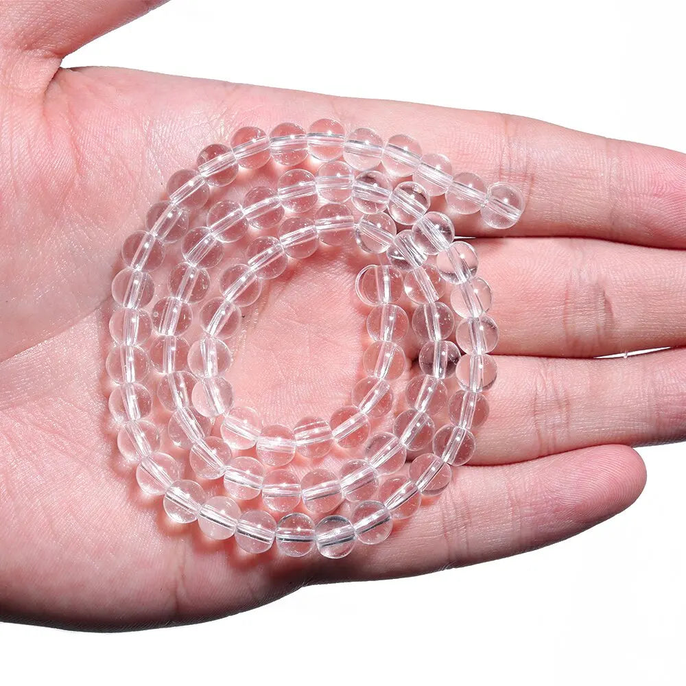 1 brin de perles de verre unies 6/8mm – Perles rondes intercalaires lâches pour la fabrication de bijoux DIY, bracelets faits main, colliers et accessoires d'artisanat