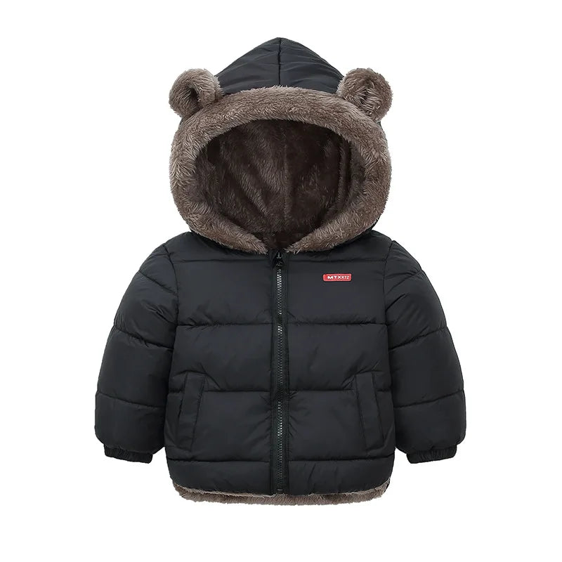 Kids’ Thick Hooded Winter Jacket – Zip-Up Cotton-Padded Plush Coat for Boys, Girls & Toddlers, Warm Autumn & Winter Outerwear