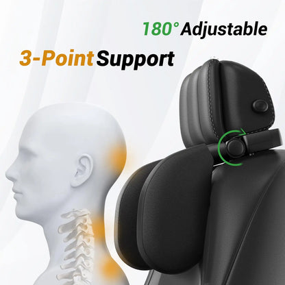 Adjustable Memory Foam Car Headrest Pillow – 180° Rotating Neck Support Cushion for Travel, Road Trips & Comfortable Car Sleeping