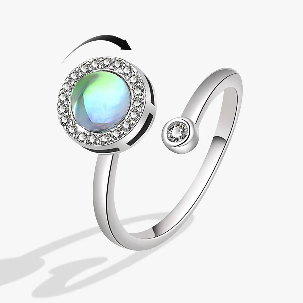 Anillo giratorio antiestrés de mariposa y flor con diamantes de imitación – Anillo giratorio antiansiedad para mujer | Joyería ajustable para aliviar el estrés