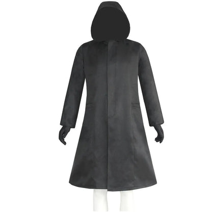 Korean Drama Game Inspired Cosplay Costume – Black Jumpsuit with Gloves, Triangle Mask Disguise & Medieval Coat Outfit for Carnival, Halloween & Party Roleplay