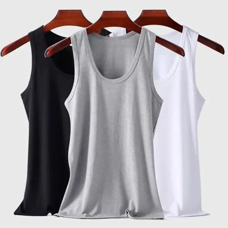 Men's 100% Cotton Tank Top – White, Grey & Black Plus Size Sleeveless Vest for Summer, Fitness, Bodybuilding & Casual Everyday Wear