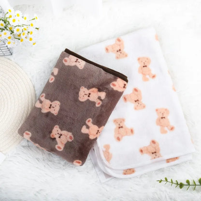 Soft Fluffy Pet Blanket – Warm Flannel Dog & Cat Sleeping Mat with Cute Paw Print Pattern, Cozy Comfortable Pet Bedding