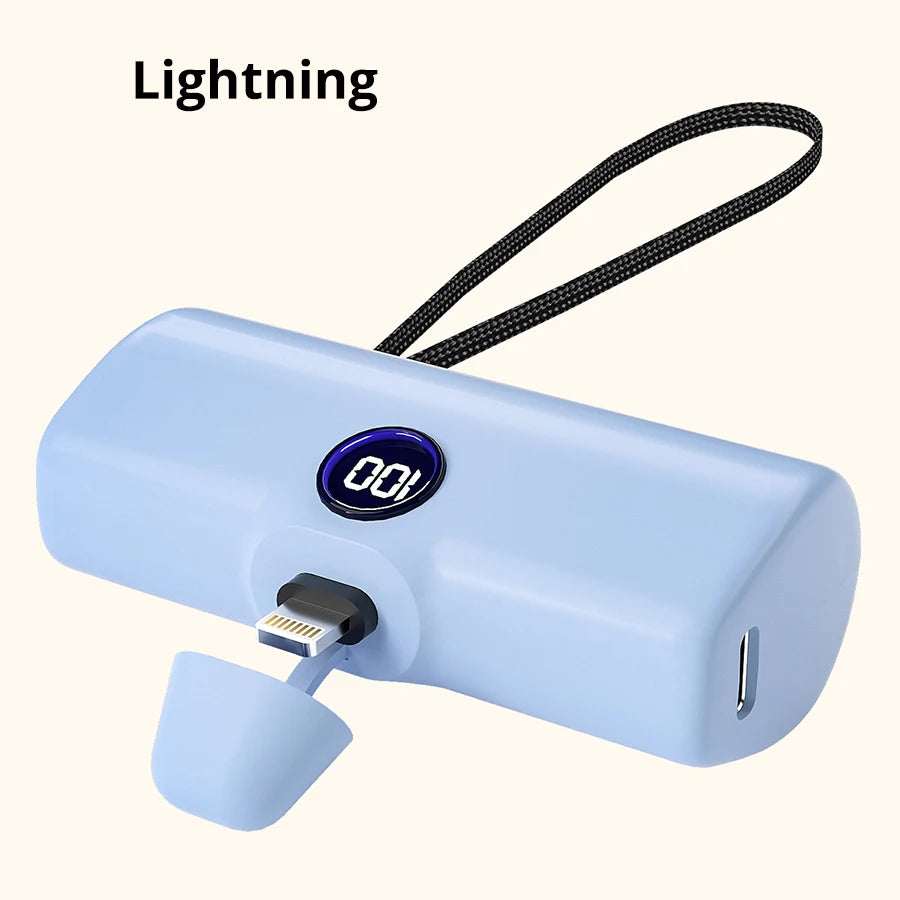 5000mAh Mini Power Bank – Fast Charging Portable Charger with LED Digital Display, Compact External Battery Pack for iPhone & Android