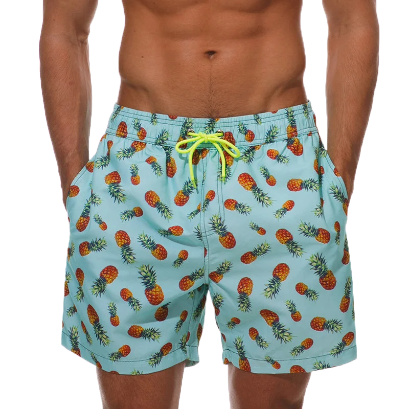 DATIFER Men's Beach Print Swim Shorts – Quick-Dry Surf, Swim & Workout Trunks with Pockets for Summer