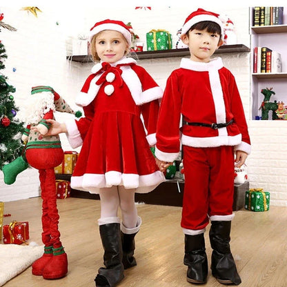 Baby Boys and Girls Santa Claus Christmas Costume Set, Kids Xmas Outfit with Top, Pants or Dress, Hat and Belt, Cute Holiday Cosplay Clothing for Christmas Parties, New Year Celebrations and Festive Events