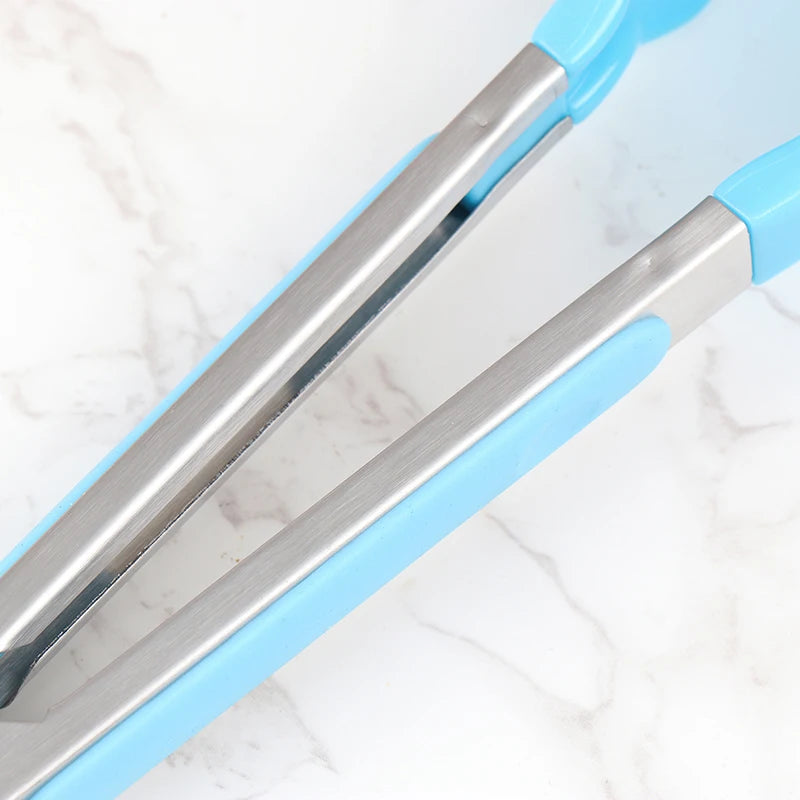 Silicone BBQ Grilling Tongs – Non-Stick Stainless Steel Kitchen Cooking, Salad & Serving Tongs