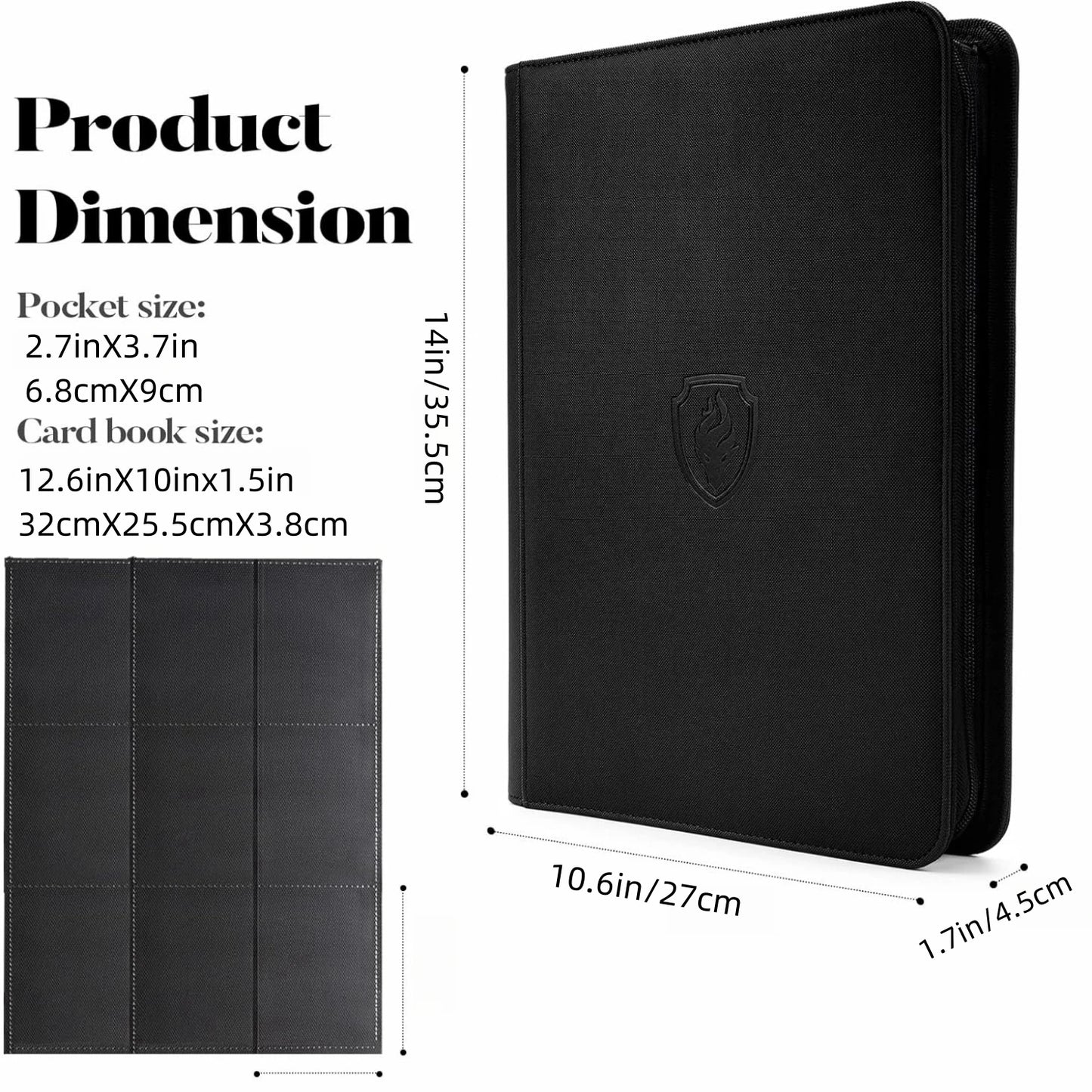 9 Pocket Zipper Trading Card Binder | 360 Card Holder Album with Premium PU Cover & Side-Loading Sleeves