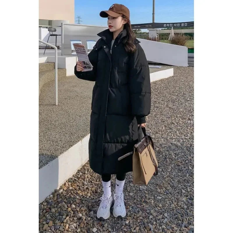 Women’s Long Hooded Winter Parka – Thick Cotton-Padded Puffer Coat, Warm Loose-Fit Jacket for Cold Weather & Snowy Days
