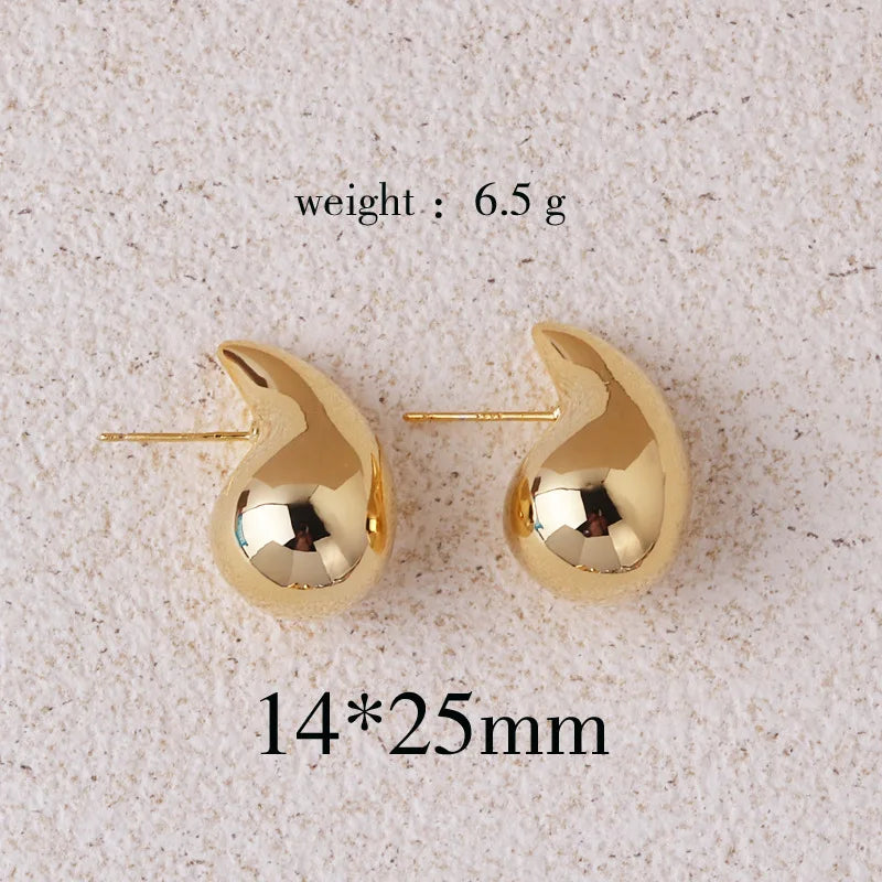 Pendientes de gota de agua gruesos en color dorado de moda 2024 – Pendientes colgantes de lágrima brillantes para mujer, accesorios de joyería de moda llamativos, pendientes de estilo personal y regalo