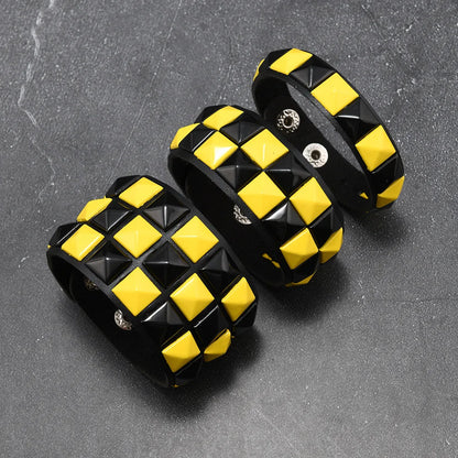 3-Piece Leather Bracelet Set – Wide Rivet Studded Wristbands for Men & Women | Vintage Punk Fashion Jewelry Gift