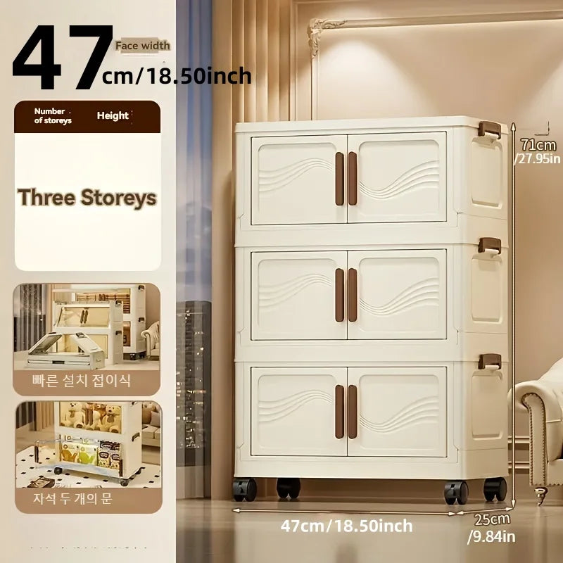 Caja de almacenamiento plegable con puerta transparente – Organizador grande y duradero para ropa, libros, juguetes y almacenamiento en el hogar