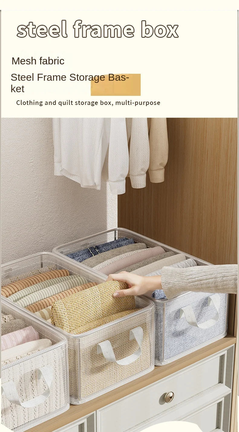 Transparent PVC Storage Box – Waterproof Underwear Organizer Basket with Solid Steel Frame for Home, Bedroom & Dormitory Organization