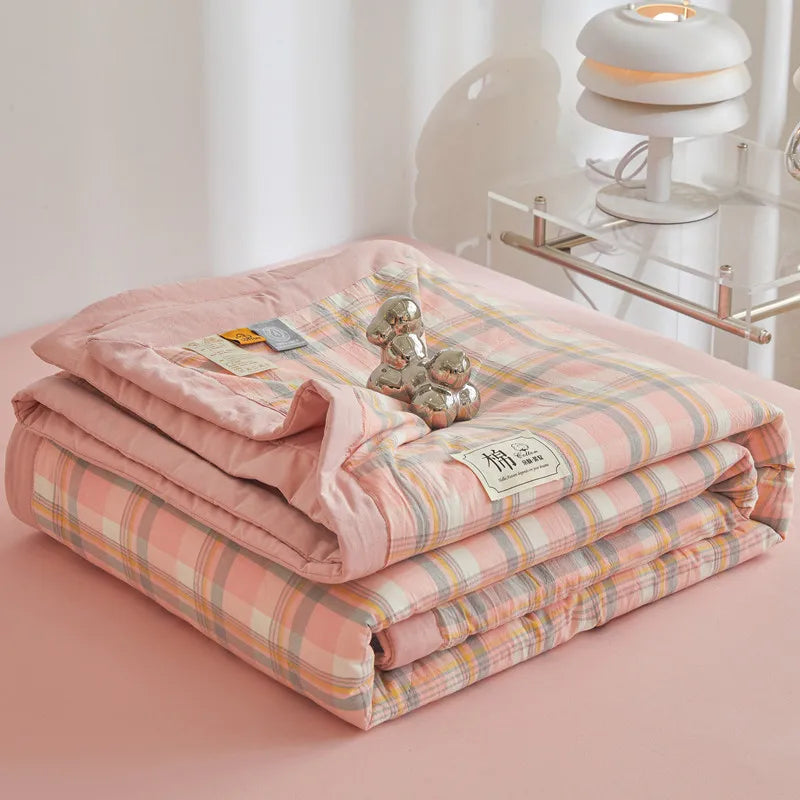 100% Cotton Summer Quilt – Lightweight Long Staple Cotton Comforter for Twin, Queen & Double Beds