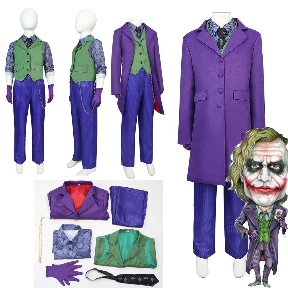 Heath Ledger Dark Knight Cosplay Costume – Coat, Vest & Pants Outfit for Halloween, Carnival, Fancy Dress Parties & Costume Events