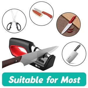 Aiguiseur de couteaux 4 en 1 – Aiguiseur en céramique, acier de tungstène et diamant pour couteaux et ciseaux