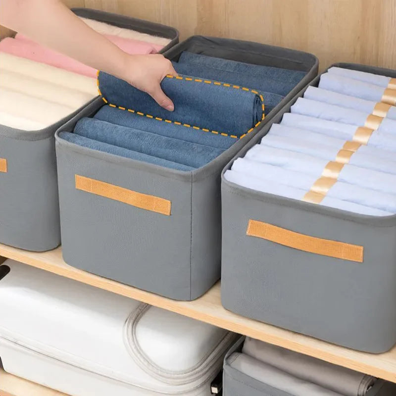 Thickened Clothes Storage Organizer – Foldable Wardrobe Storage Box for Pants, Sweaters, Jeans & Clothing, Drawer Organizer Cabinet Storage Container for Home Organization