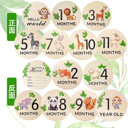 7PCS Newborn Milestone Wooden Cards – Baby Monthly Growth Announcement Props, Baby Shower Gift for Boys & Girls, Pregnancy Photography Accessories for First Year Memories & Photo Sessions