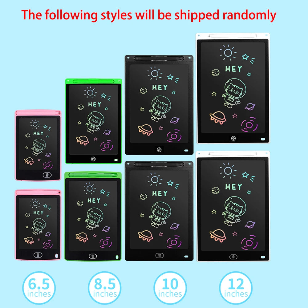 Tablette d'écriture LCD pour enfants – Planche à dessin électronique réutilisable 6,5/8,5/10/12 pouces, Pad d'apprentissage de protection des yeux avec fonction de verrouillage et d'effacement, cadeau éducatif pour enfants
