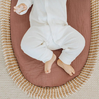 Sábana de cuna de algodón muselina suave y transpirable para bebé – Sábana ajustable universal para cunas de recién nacidos, moisés y camas infantiles