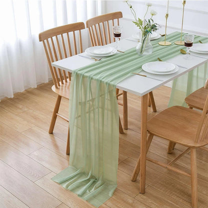 Camino de mesa de gasa - Decoración de arco de boda de tela de seda transparente | Decoración de mesa bohemia para cumpleaños y eventos