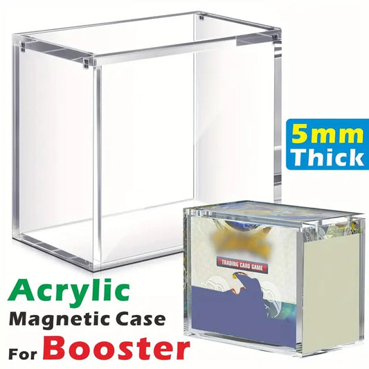Estuche Expositor de Acrílico de 5 mm para Booster Box – Caja de Almacenamiento Protectora Transparente Apilable con Hebilla Magnética para Cartas TCG