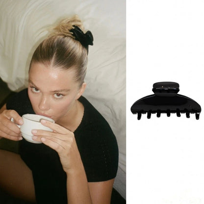 Pinza de pelo de acetato Fashion Coffee – Pinza grande de color sólido negro para mujeres y niñas | Accesorios sencillos para el pelo de verano