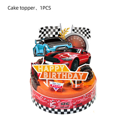 Happy Wheels Racing Party Tableware Set – Racing-Themed Paper Cups, Plates & Banner Decorations with Party Favors for Boys' Birthdays