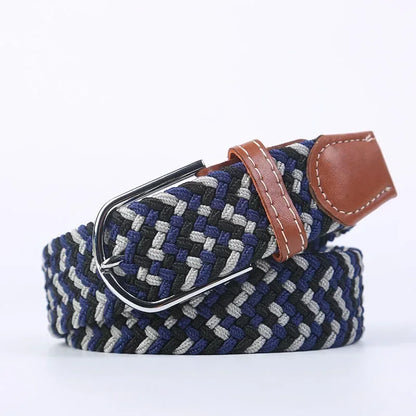 Ceinture élastique tressée unisexe en toile tissée, à boucle ardillon, pour jeans (107/120/130cm)