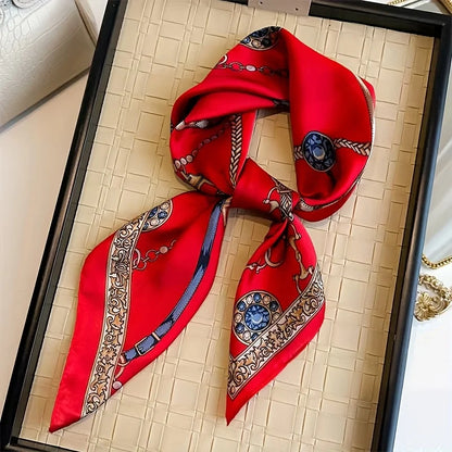 70x70CM Foulard en soie imprimé pour femme – Châle Pashmina carré tendance, tour de cou de luxe, bandeau et bandana décoratif