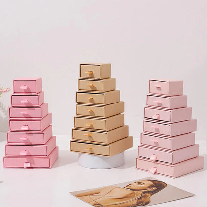10 Cajas de regalo de joyería de papel para anillos, pendientes, collares, pulseras y empaques de recuerdos de boda