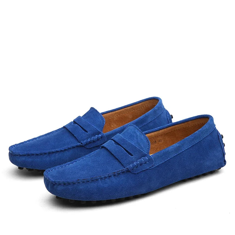 Mocasines de Ante de Cuero Genuino para Hombre – Zapatos de Conducción Casuales Hechos a Mano, Mocasines y Bailarinas Cómodos y a la Moda