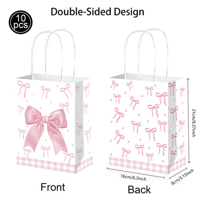 Kit de Fête d'Anniversaire Rose – Thème Princesse Bannière, Ballons Nœud, Pailles, Assiettes en Papier Jetables, Serviettes et Gobelets Vaisselle Décorations pour Fêtes d'Anniversaire de Filles