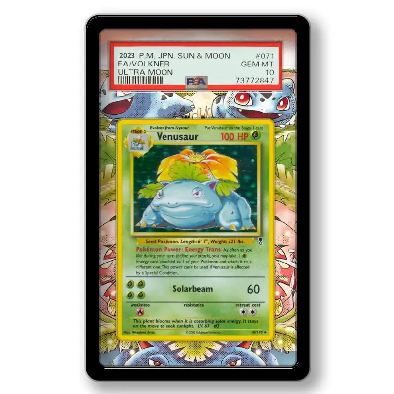 Pokémon Extended Art Card Display Case – Charizard & Venusaur PSA Acrylic Display Stand for Trading Card Collections