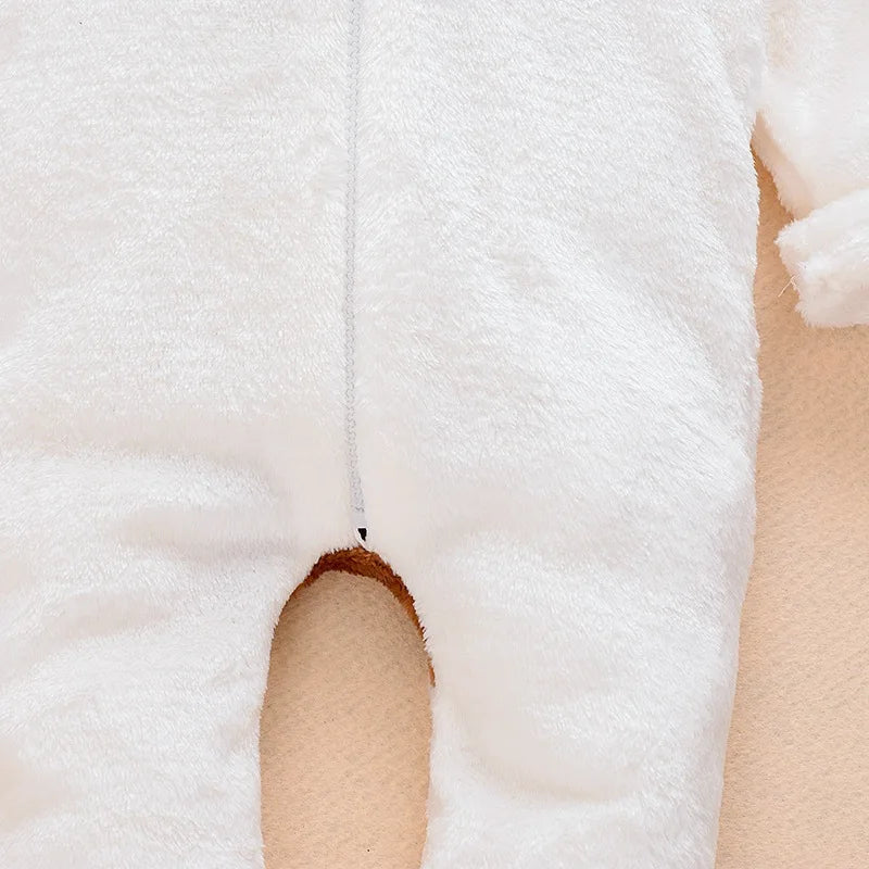 Mameluco con capucha de oso para bebé recién nacido – Traje de mono de una pieza de manga larga para bebés y niñas