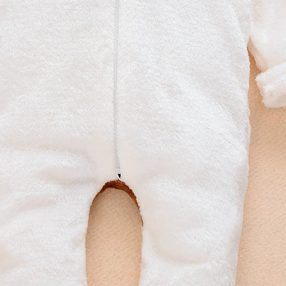 Mameluco con capucha de oso para bebé recién nacido – Traje de mono de una pieza de manga larga para bebés y niñas