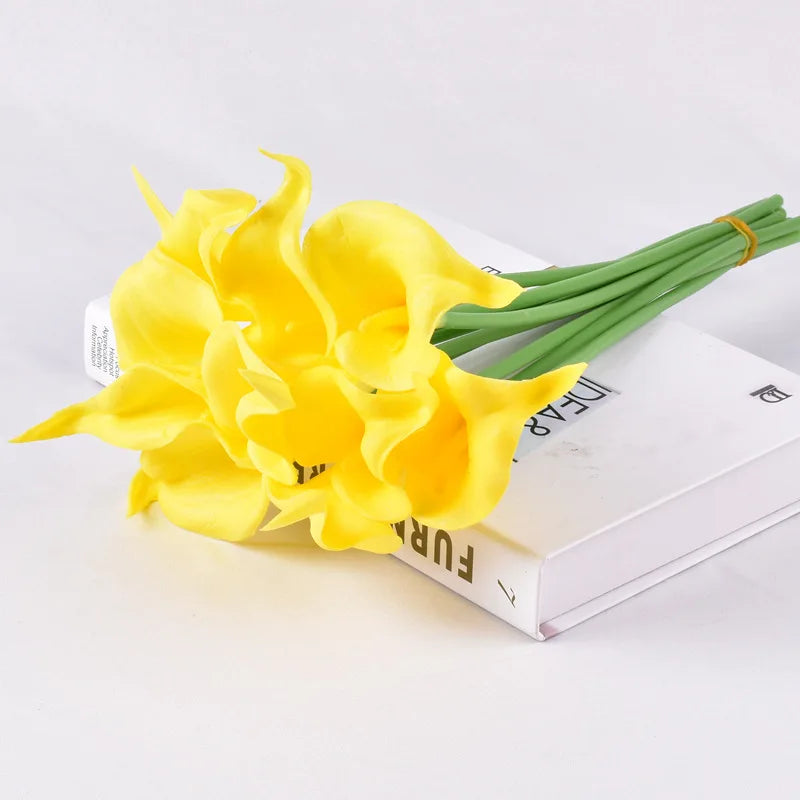 5/10/15/20pcs Real Touch Calla Lily Artificial Flowers – Realistic Faux Calla Lily Bouquet for Wedding Bridal Arrangements, Home Décor & Floral Decoration