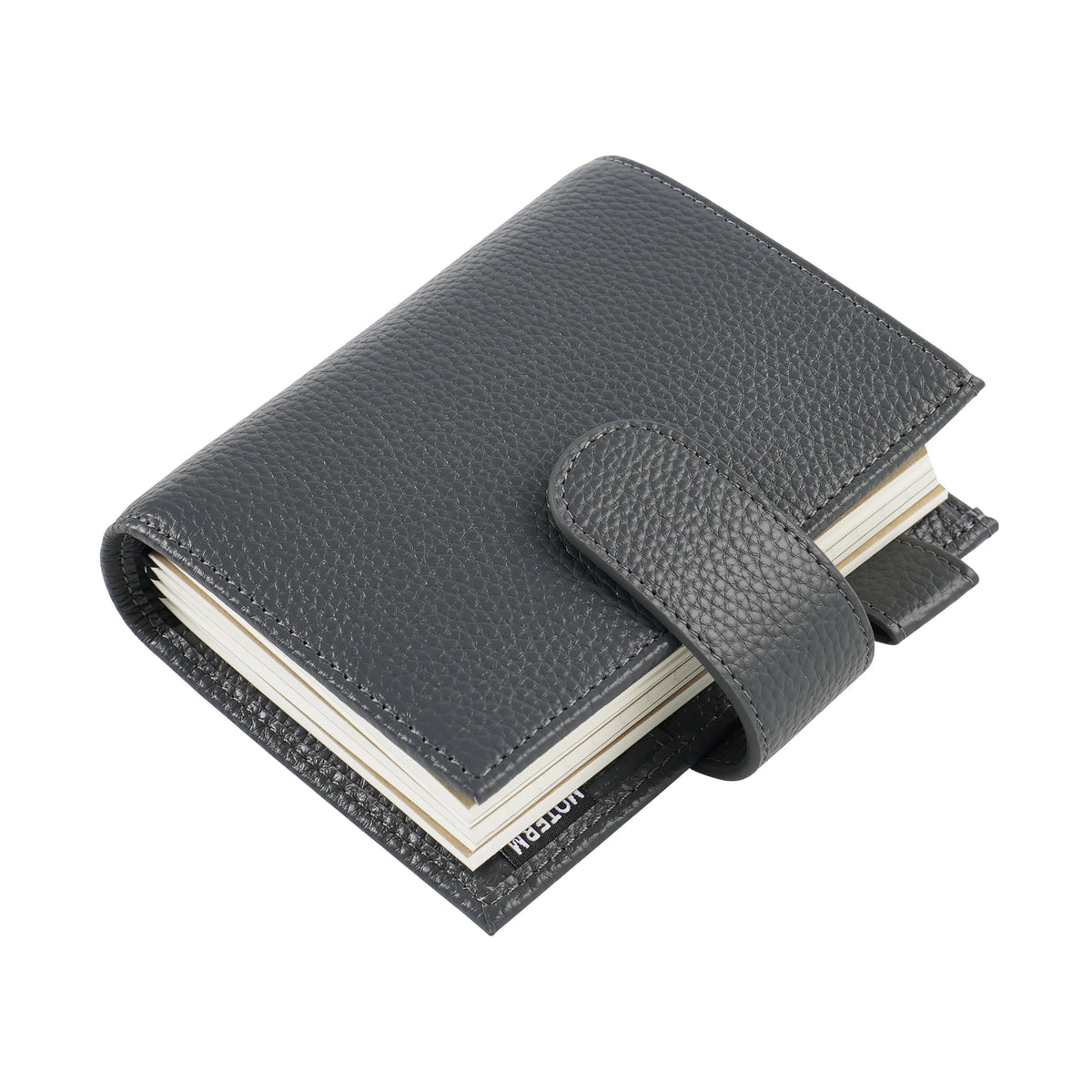 Moterm Passport Size Travel Journal – Genuine Cowhide Pebbled Leather Notebook & Organizer with Double Snap Closure